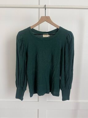 Nation LTD Green Long Puff Sleeve Top